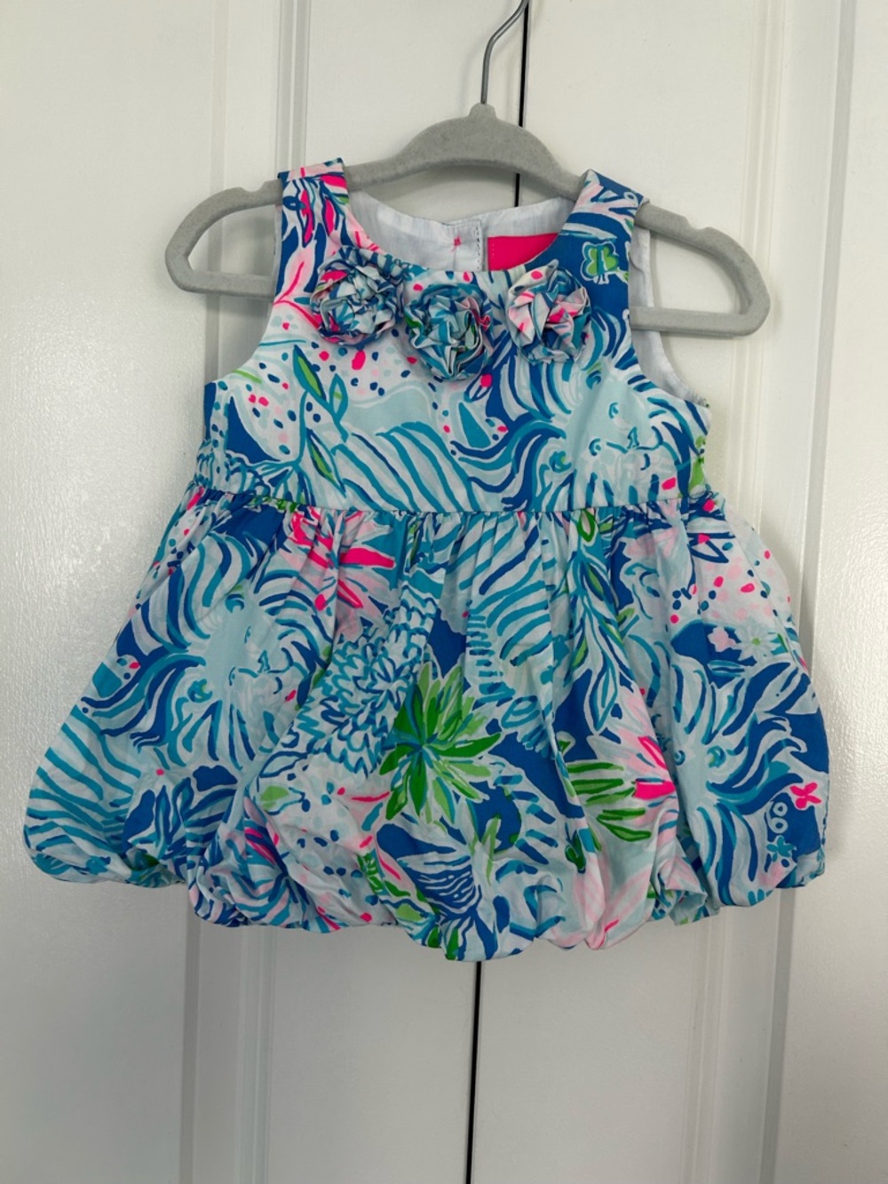 Lilly Pulitzer Britta Bubble Dress pink blue floral tropical 3-6 months